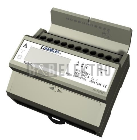 Elektroměr 3fázový/1tarifní  60A 7modulů 9903D,digitální,rozsah 10-60A Maneler