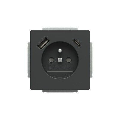 Future® linear, Solo®, Solo® carat, Busch-axcent® zásuvka jednonásobná s kolíkem, clonkami a nabíjením USB-A, USB-C 2CKA002017A1913 antracitová ABB