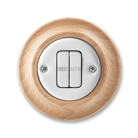 Decento® spínač č.6+6(6+1) střídavý dvojitý 3559K-C52345 50 bílá (porcelán)/přírodní buk ABB