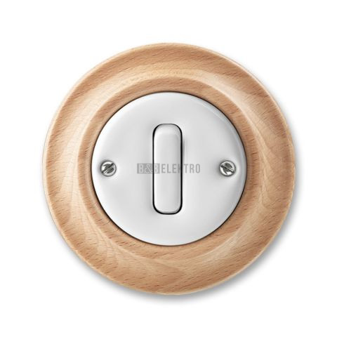 Decento® ovládač č.6/0 (1/0) přepínací se svorkou N 3559K-C86345 50 bílá (porcelán)/přírodní buk ABB