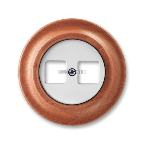 Decento® zásuvka komunikační dvojnásobná 5014K-C01018 52 bílá (porcelán)/dřevo třešeň ABB