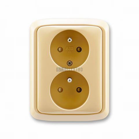 Tango® zásuvka dvojnásobná s ochrannými kolíky a clonkami, šroubové svorky 5512A-2359 D béžová ABB