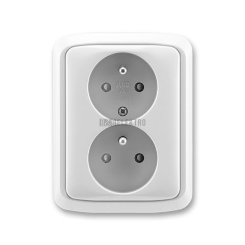 Tango® zásuvka dvojnásobná s ochrannými kolíky a clonkami, šroubové svorky 5512A-2359 S šedá ABB