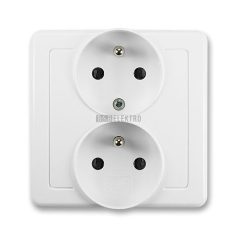 Swing® zásuvka dvojnásobná polozapuštěná s ochrannými kolíky, šroubové svorky 5512G-C02249 B1 jasně bílá ABB