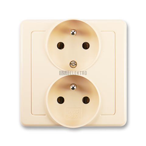 Swing® zásuvka dvojnásobná polozapuštěná s ochrannými kolíky, šroubové svorky 5512G-C02249 C1 krémová ABB
