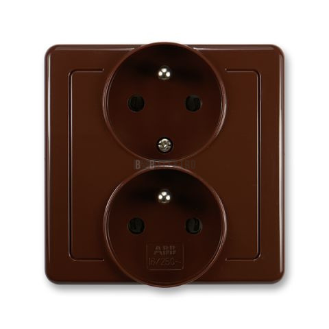 Swing® zásuvka dvojnásobná polozapuštěná s ochrannými kolíky, šroubové svorky 5512G-C02249 H1 hnědá ABB