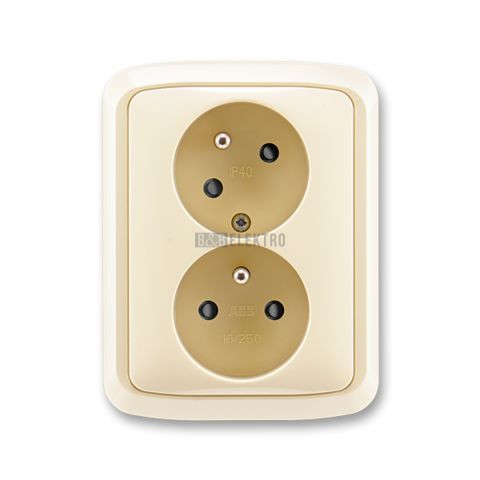 Tango® zásuvka dvojnásobná s ochrannými kolíky, natočenou dutinou, bezšroubové svorky 5513A-C02357 C slonová kost ABB