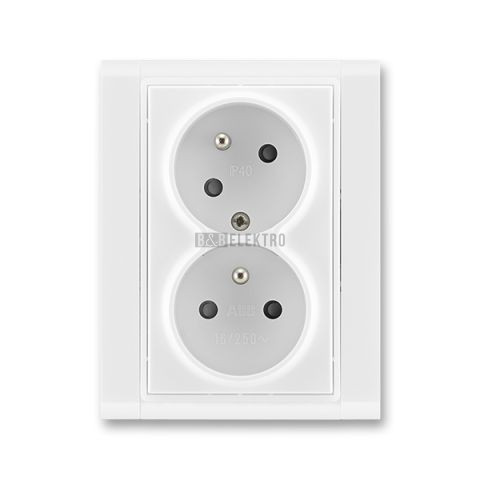 Time® zásuvka dvojnásobná ochrannými kolíky s clonkami a natočenou dutinou 5513F-C02357 03 bílá/bílá ABB