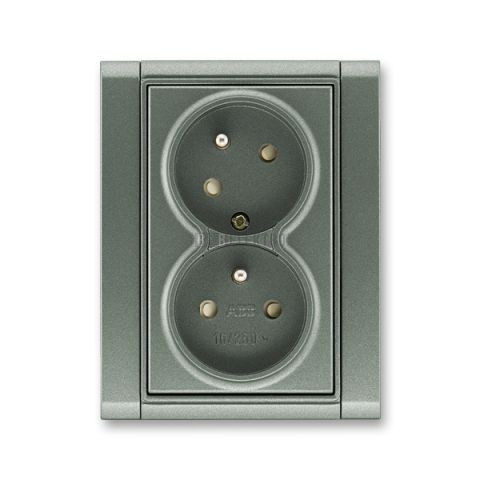 Time® zásuvka dvojnásobná s clonkami a natočenou dutinou 5513F-C02357 34 antracit ABB