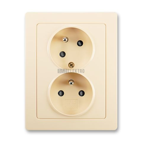 Swing®L zásuvka dvojnásobná s ochrannými kolíky, clonkami a natočenou dutinou, bezšroubové svorky 5513J-C02357 C1 krémová ABB