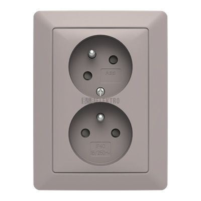 Zoni® zásuvka dvojnásobná s clonkami a natočenou dutinou 5513T-C02357 144 greige/bílá ABB