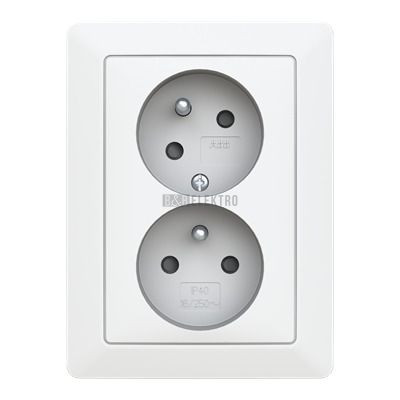Zoni® zásuvka dvojnásobná s clonkami a natočenou dutinou 5513T-C02157 240 matná bílá ABB