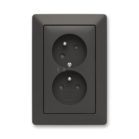 Zoni® zásuvka dvojnásobná s clonkami a natočenou dutinou 5513T-C02357 137 matná černá/bílá ABB