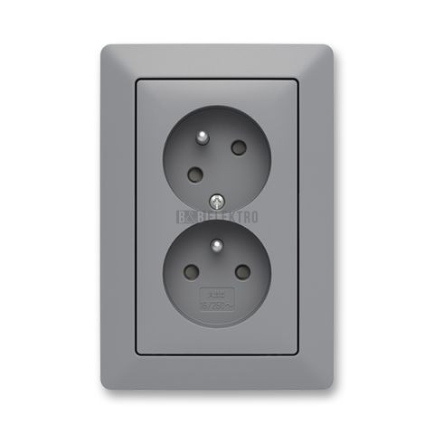 Zoni® zásuvka dvojnásobná s clonkami a natočenou dutinou 5513T-C02357 141 šedá/bílá ABB