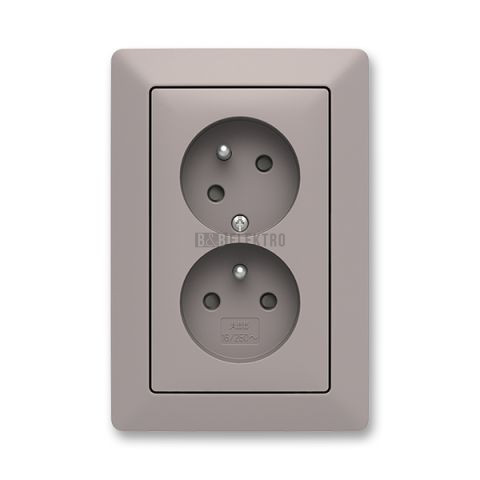 Zoni® zásuvka dvojnásobná s clonkami a natočenou dutinou 5513T-C02357 144 greige/bílá ABB