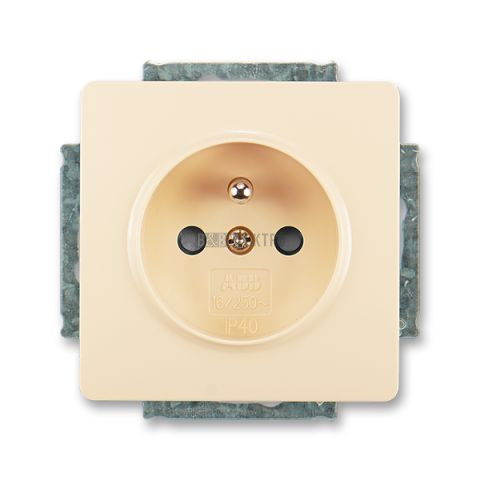 Swing® zásuvka jednonásobná s ochranným kolíkem a clonkami, šroubové svorky 5518G-A02359 C1 krémová ABB