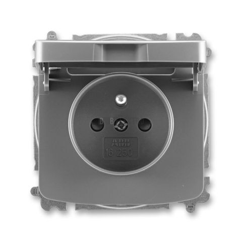 Tango® zásuvka jednonásobná s ochranným kolíkem, clonkami, víčkem, bezšroubové svorky 5519A-A02397 S2 kouřová šedá ABB