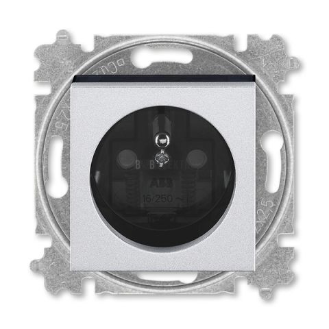 Levit M® zásuvka jednonásobná s ochranným kolíkem a clonkami 5519H-A02357 70 titanová/kouřová černá ABB