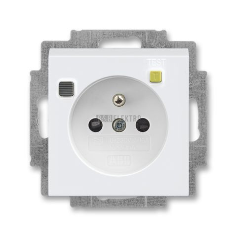 Levit® zásuvka jednonásobná s kolíkem, clonkami, bezpečnostní s proudovým chráničem FI-DOS 5526H-A02369 03 bílá/bílá ABB