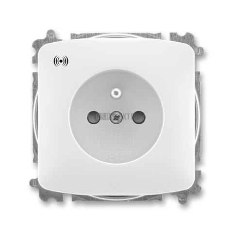 5589A-A02357 B Zásuvka jedn. s clon., s ochranou před přepětím, bezšroub., akust. bílá ABB