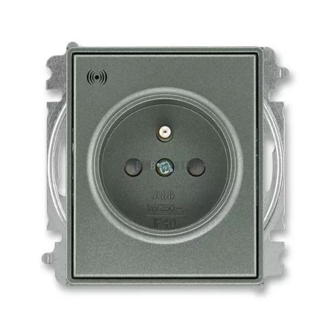 5589E-A02357 34 Zásuvka jedn. s clon., s ochranou před přepětím, bezšroub., akust. antraci