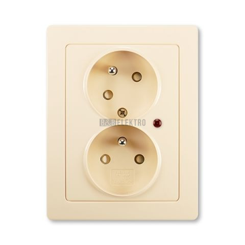 Swing®L zásuvka dvojnásobná s ochrannými kolíky, clonkami, natočenou dutinou a ochranou před přepětím 5593J-C02357 C1 krémová ABB