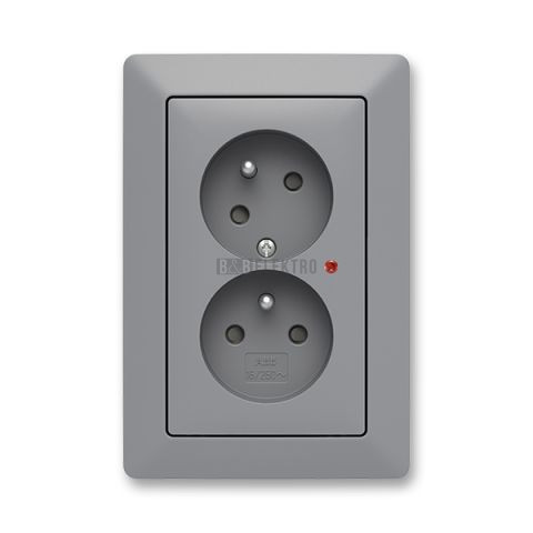 Zoni® zásuvka dvojnásobná s clonkami, natočenou dutinou a ochranou před přepětím 5593T-C02357 141 šedá/bílá ABB