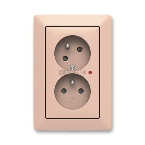 Zoni® zásuvka dvojnásobná s clonkami, natočenou dutinou a ochranou před přepětím 5593T-C02357 142 pudrová/bílá ABB