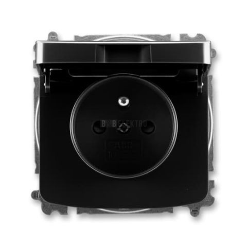 Tango® zásuvka jednonásobná s ochranným kolíkem, clonkami, víčkem, bezšroubové svorky 6619A-A06397 N černá ABB