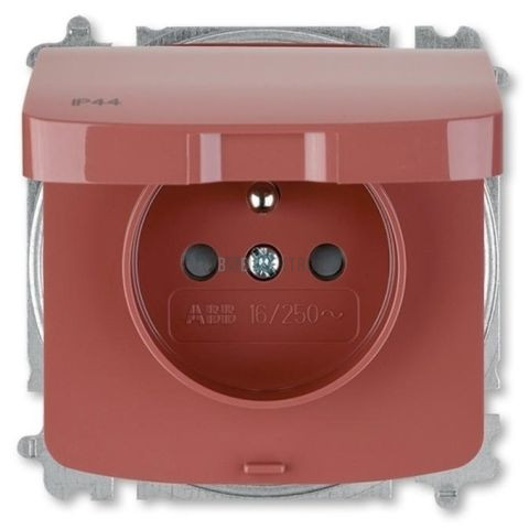 Tango® zásuvka jednonásobná s ochranným kolíkem, clonkami, krytí IP44 bezšroubové svorky 6619A-A06997 R2 vřesová červená ABB
