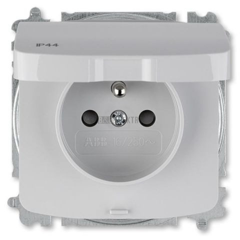 Tango® zásuvka jednonásobná s ochranným kolíkem, clonkami, krytí IP44 bezšroubové svorky 6619A-A06997 S šedá ABB