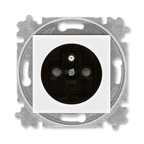 Levit® zásuvka jednonásobná s ochranným kolíkem a clonkami 6619H-A06357 62 bílá/kouřová černá ABB