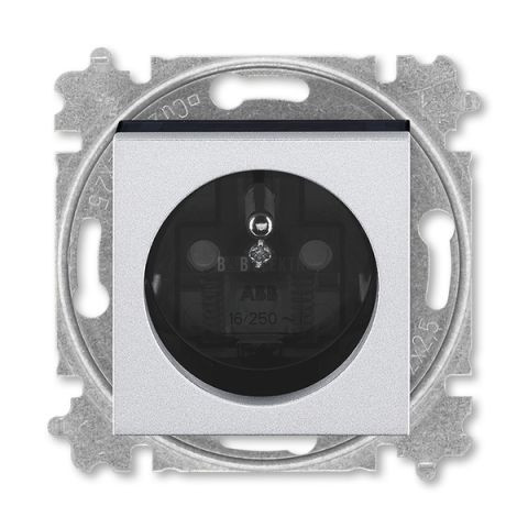 Levit M® zásuvka jednonásobná s ochranným kolíkem a clonkami 6619H-A06357 70 titanová/kouřová černá ABB