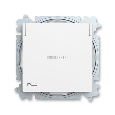 Zoni® zásuvka jednonásobná s clonkami a víčkem krytí IP44 6619T-A06995 240 matná bílá ABB