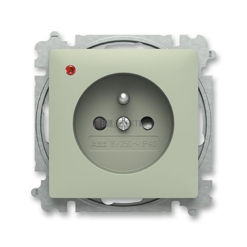 Zoni® zásuvka jednonásobná s clonkami a ochranou před přepětím 6699T-A06657 243 olivová ABB