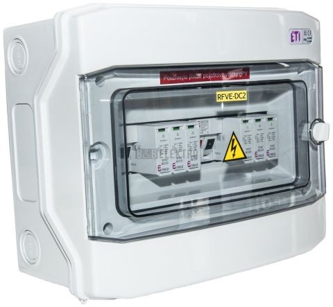 Kompletní rozvodnice DC na povrch IP65 pro FVE, RFVE-DC2-2-T2 2 stringy, ETI 001105403