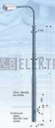 Stožár U 11-159/133/114 Z výška 9,2m osvětlovací bezpaticový  žárový zinek Kooperativa