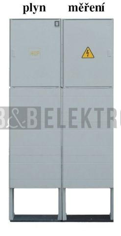 Sestava HELGA 2D-N (APZ+ER112) plynoměrová a elektroměrová skříň pro ČEZ, E.On v pilíři