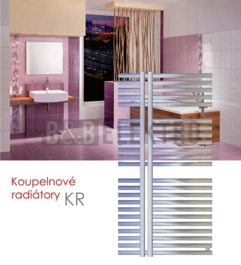 Koupelnový radiátor KR.E 60x167cm, stříbrný, 600W elektrický připojení na svorkovnici