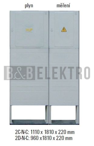 Sestava HELGA 2C-N-C (APZ+ER212) plynoměrová a elektroměrová skříň pro ČEZ, E.ON v pilíři