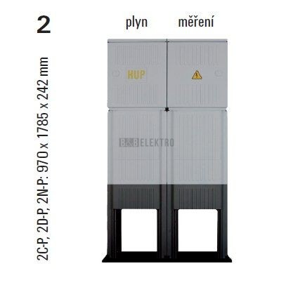 Sestava HELGA 2N-P (APZ+ER513) plynoměrová a elektroměrová skříň pro PRE v pilíři