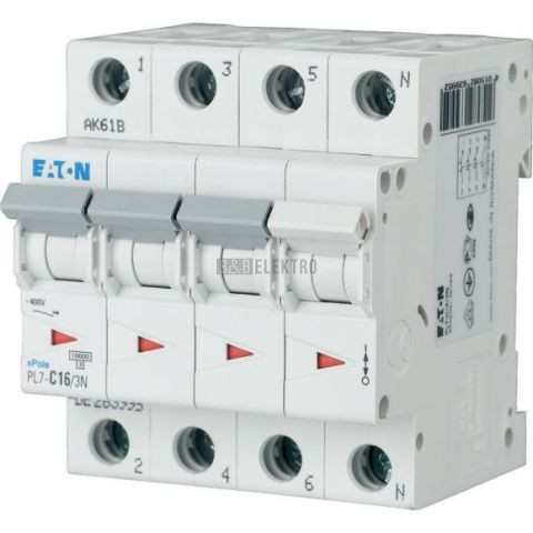 Jistič   10A,  PL7-10/3N/C (10kA) Eaton