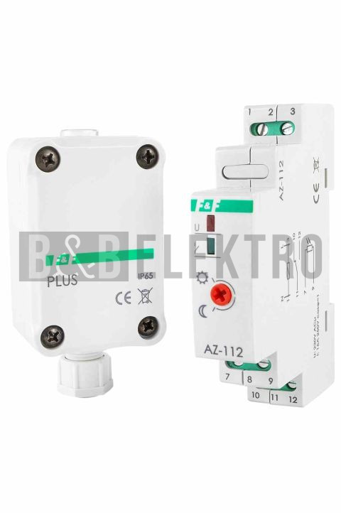 Spínač soumrakový FiF AZ-112 PLUS, 2-1000lux, 16A, 230V, s ext. čidlem, IP65, šedý, na DIN