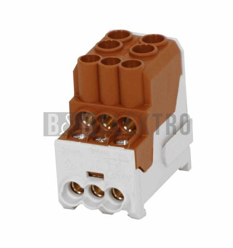 Blok pro rozdělení fází UVB 100 L B, 1pól., 101A, 1000V, hnědý, na DIN 1003200 eleman