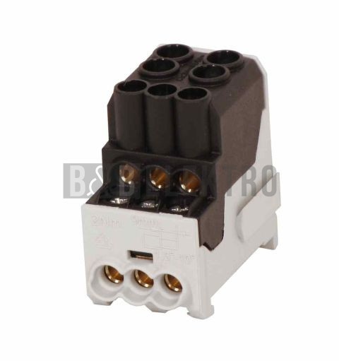 Blok pro rozdělení fází UVB 100 L S, 1pól., 101A, 1000V, černý, na DIN 1003201 eleman