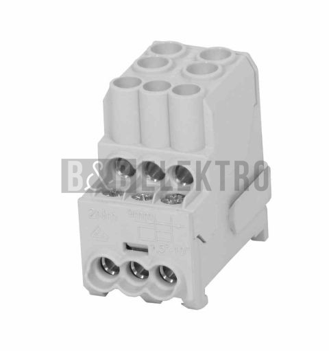 Blok pro rozdělení fází UVB 100 L G, 1pól., 101A, AL/CU, 1000V, šedý, na DIN 1003202 eleman