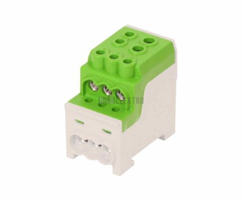 Blok pro rozdělení fází UVB 200 PE, 1pól., 200A, AL/CU, 1000V, zelený, na DIN 1003209 eleman