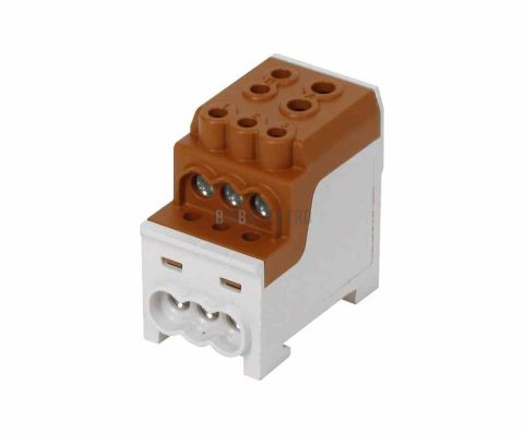 Blok pro rozdělení fází UVB 200 L B, 1pól., 200A, AL/CU, 1000V, hnědý, na DIN 1003210 eleman