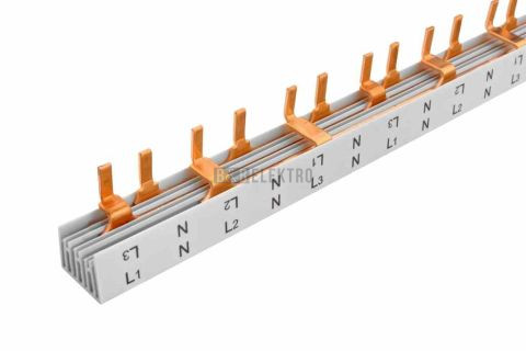 Prop. lišta S-L1+N-L2+N-L3+N-1000/16, kolík (jazýček), 4pól., 80A, rozteč 17,8mm 1003721 e