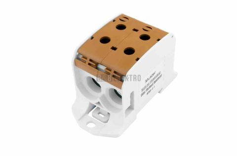 Svorka univerzální RKA 95 1/4 L B, 232A, 1pól. (4x vstup), AL/CU, hnědá, na DIN/na panel 1006038 eleman